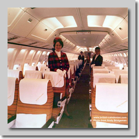 A wide-look interior B707, Liz Valentine nearest